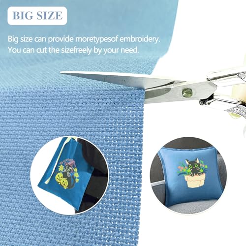 Zhenqing 14-Count Light Blue Aida Cloth - 75x100cm Pre-Cut 100% Cotton Evenweave Fabric for Cross Stitch & Embroidery (Light Blue, 30 * 39inch) - color: Light Blue