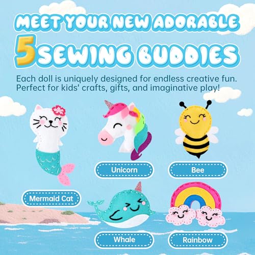 Cymbana Kids Sewing Kit, DIY Felt Plush Animals Unicorn Sewing Kit for Kids - color: Unicorn