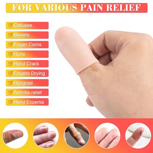 Joez Wonderful 10pcs Gel Finger Cots, Silicone Finger Covers, Thumb Protector Finger Support Protector Caps Gloves - color: [10pcs] Small, Skin Colour
