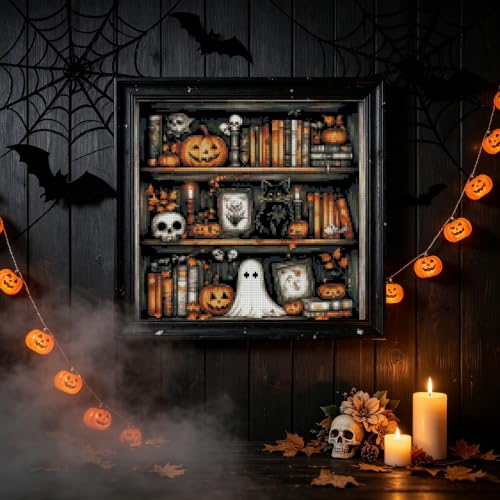 Halloween Beginner Stamped Cross Stitch Kits Arts and Crafts for Adults - color: J193-01