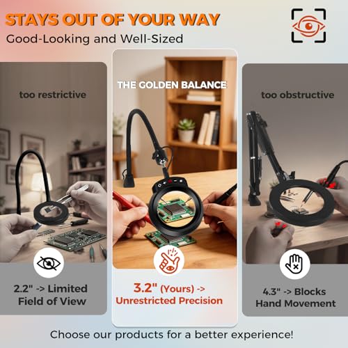 Magnifying Glass with Light Desktop Bigger 10D Magnifier Portable Lamp