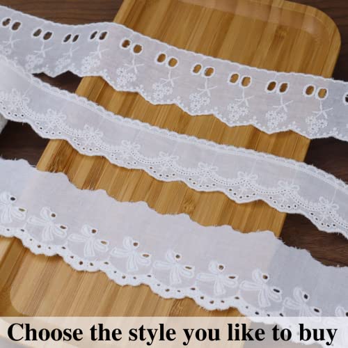 White Cotton Lace Trim 7 Yards Eyelet Lace Trim Scalloped Embroidery Edge Trimming for Sewing Crafts, Dress, Dolls/Pets Clothes (2inch) - color: White 2inch