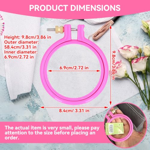 Plastic Embroidery Hoop, 3 Inch Circle Cross Stitch Hoop Embroidery Circle Frames Ring Cross Stitch Supplies for Sewing, Needlework
