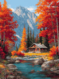 14CT Counted Cross Stitch Kits for Adults Advanced Mountains Lake Printed Stamped Cross Stitch Kits for Adults (Mountain Lake 2) - color: Mountain lake 2