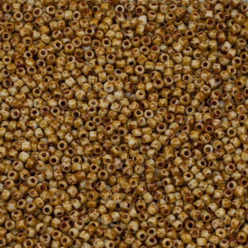 10g TOHO Seed Beads 11/0, Small Japan rocailles, #41+T Beige Picasso Hybrid - color: 41+T - 11/0 (small)
