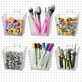 Clear Large Pegboard Cups, 6Pack Peg Board Square Storage Bins With Hooks - color: Clear
