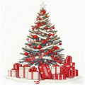Zhenqing Christmas Tree Cross Stitch Kit – 11CT 9.45x9.45 Inch Aida Cloth with Gifts & Stars – Festive Red, Gold & Indigo Holiday Embroidery Set(67908) - color: 67908