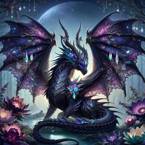 DYAIANGMU Dragon Stamped Cross Stitch Kit for Adults 13.7x13.7 inches - color: red-69