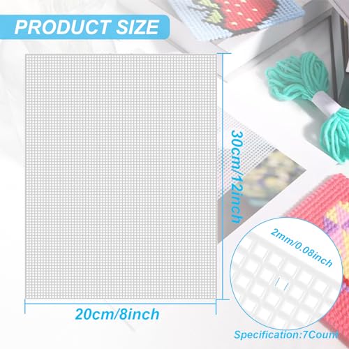20 Pieces 7 Count Plastic Canvas Sheets, 8x12in Plastic Mesh Sheet - size: 8x12-20pcs