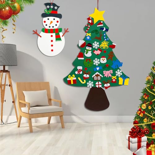 3.2 Feet DIY Felt Christmas Tree with 38PCS Ornaments Hanging Craft Decorations