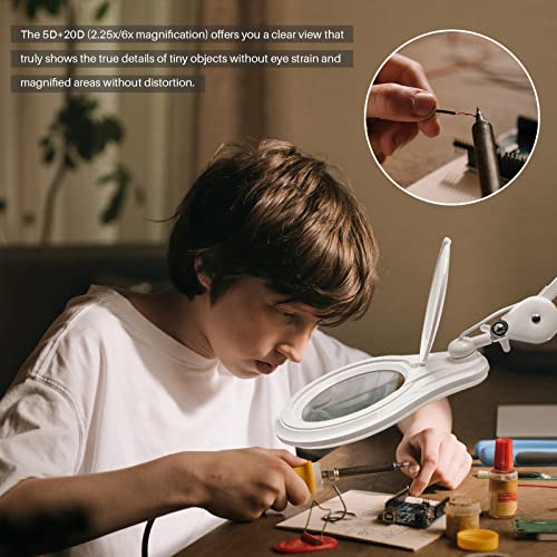 Bifocal LED Magnifying Lamp with Clamp, 14W 1200LM, White - color: White