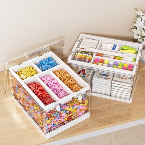 24QT 2Packs Clear Craft Organizers and Storage with Trays - size: 24QT 2 Packs