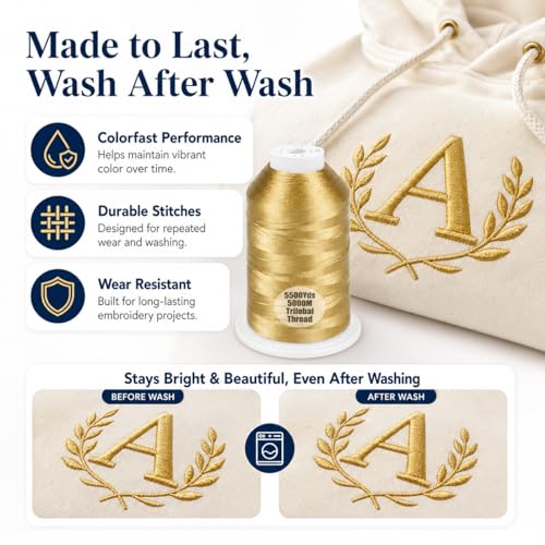 Simthread 5500Yds/5000M 40WT Polyester Embroidery Thread Brass 328 - color: Brass-328