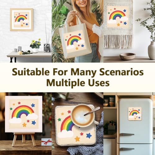 Doodlream Rainbow Star DIY Punch Needle Embroidery Kit for Adult Beginner, 9.4" Rainbow Punch Stitching Craft Set for Starter with Frame, Fabric Pattern, Threader, Yarn, Pinch Needle - color: Rainbow