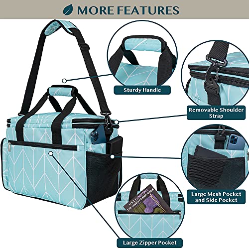 PAVILIA Large Knitting Yarn Storage Bag Crochet Organizer for Knitter, Teal - color: Chevron Teal