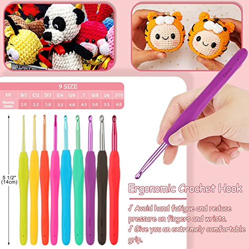 Coopay 63 Pcs Crochet Kit for Beginners, All-in-One Crochet Starter Kits - color: Pink Stripes