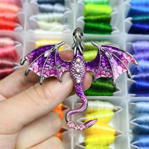 Large Dragon Needle Minder, Needle Minder Magnet, Magnetic Needle Nanny, Fantasy Needlework Accessories for Cross Stitch & Embroidery (Purple) - color: Purple