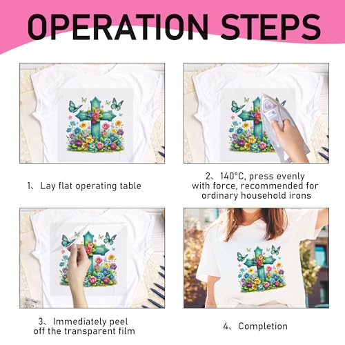 Dazoratix Floral Cross Iron on Transfers - 20 Sheets Christian Flower Butterfly DTF Ready to Press Religious Faith Heat Patches Stickers Vinyl Decals T Shirts Clothes Pillow Bag DIY Crafts Decorations - style: Floral Cross