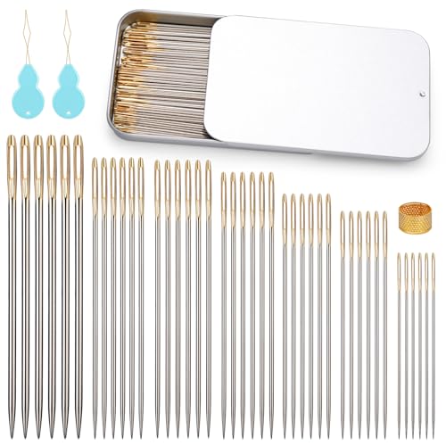 GarfxG 100 PCS Cross Stitch Needles, 7 Different Sizes Hand Sewing Needles