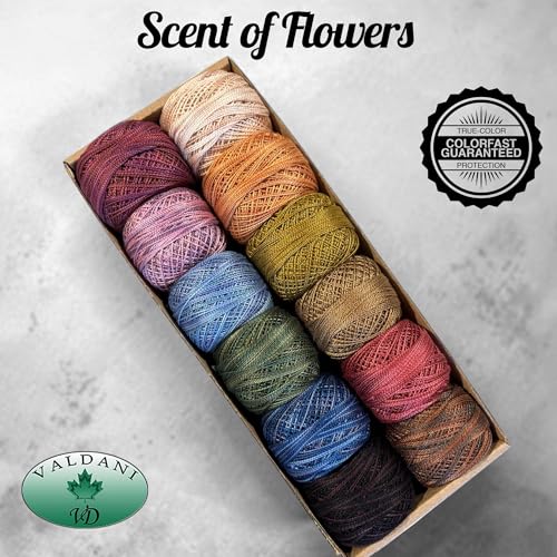 Valdani Pearl Cotton Sz 12 | The Scent of Flowers | 12 Balls | 109 Yds/Ball - color: The Scent of Flowers S12, size: 12