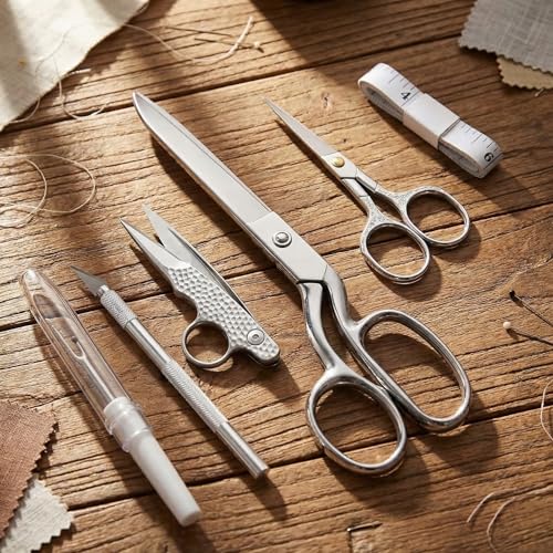 6 Pcs Fabric Scissors Tailor Sewing Shears Set 8 Inch Tailor Scissors Embroidery Knife with Carving Knife Seam Ripper for Fabric Leather Cutting Home Office Sewers Tailors Craftsmen