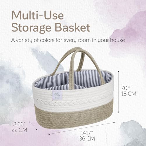 KiddyCare Woven Diaper Caddy Organizer, Large Gray Multi Functional Portable Baby Basket with Handle, Baby Gift for Boy/Girl Nursery Storage, Organization, and Modern Car Diaper Caddy Natural Large - color: Natural, size: Large