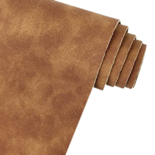 Brown Soft Faux Suede Fabric 30x135cm Synthetic Faux Leather Frosted Leatherette for Home Chair Furniture DIY Accessories - color: Brown