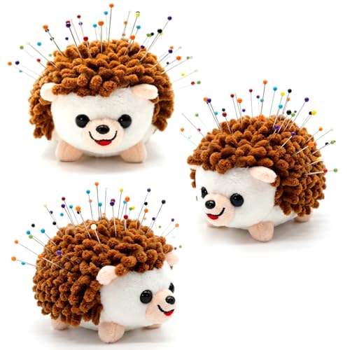 Sizobi Plush Hedgehog Pin Cushion for Sewing - Soft Sewing Needle Holder - color: Brown