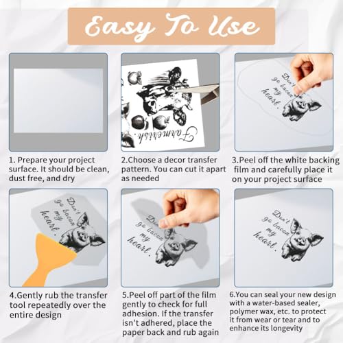 3 Sheet Sketch Farm Rub on Transfers for Crafts and Furniture - style: Farm-Black and White