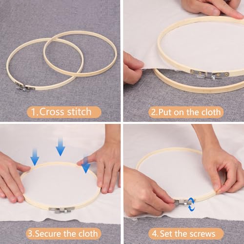 Geytetqi 16 PCS 10 inch Bamboo Embroidery Hoop, Premium Bamboo Cross Stitch Ring Hoops, Versatile, Eco-Friendly, and Durable for Art, Craft, and Needlework