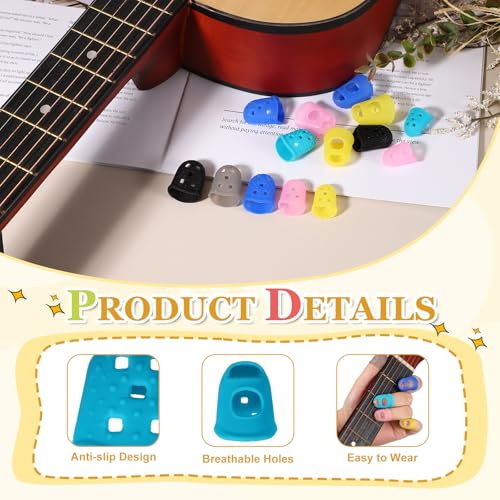 PATIKIL Rubber Finger Tips, 5 Sizes 20 Pcs Guitar Fingertip Protector Silicone Thimbles Knitting Accessories for Hand Sewing Paper Sorting Money Counting Guitar Playing, Light Blue - color: Light Blue