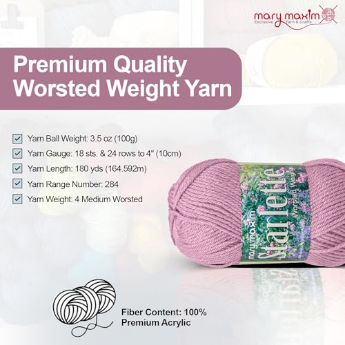 Mary Maxim Starlette Yarn, Pink Acrylic Yarn, 3.5 OZ, 180 Yards, Dusty Rose - color: Dusty Rose