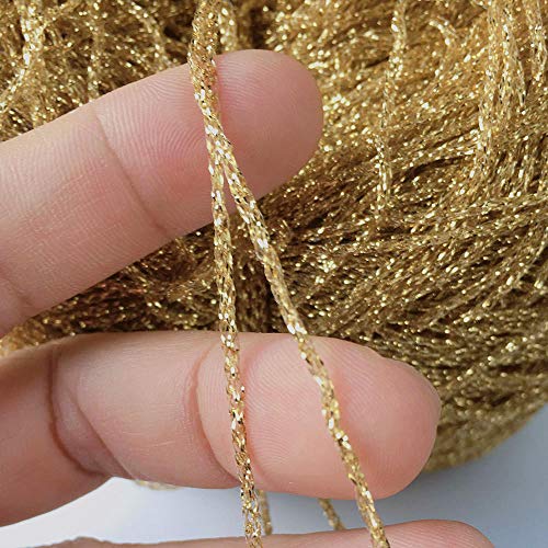 860yd Gold Lurex Thread 3.52oz Shining Glitter Sparkle Metallic Yarn DIY Fancy Crochet Project String Knitting Sweater Scarf Accessory 3mm Thick Golden