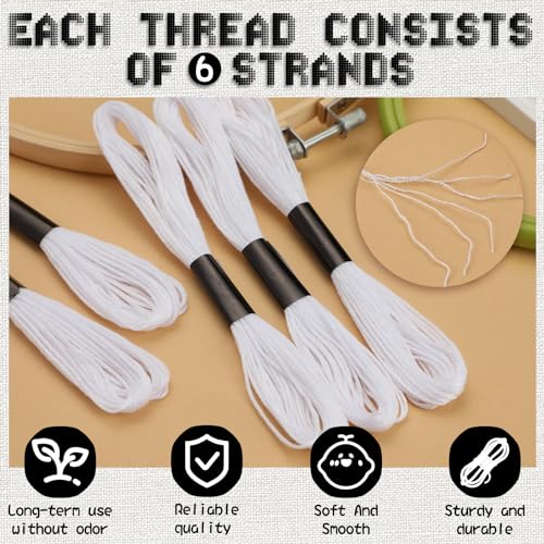 14 Skeins White Embroidery Floss, White Embroidery Thread, Friendship Bracelet String, Cross Stitch for DIY Making, Embroidery Crafts - color: White-1