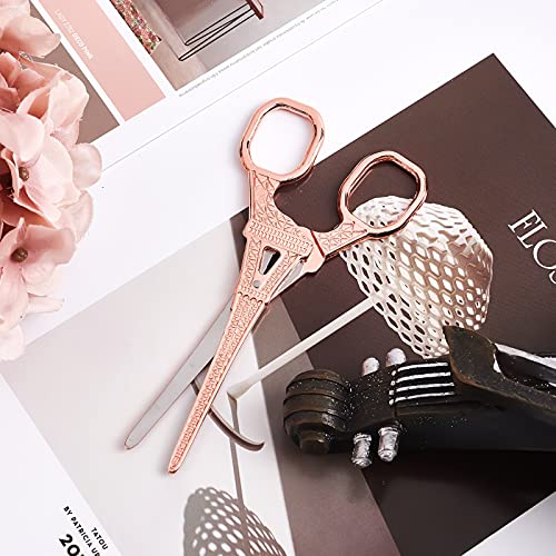 SUNNYCLUE 5.5Inch Sewing Scissors Vintage Stainless Steel European Tower Scissors for Fabric & Paper Cutting Craft Threading Household Daily Use Cross-Stitch, Rose Gold - color: Rose Gold