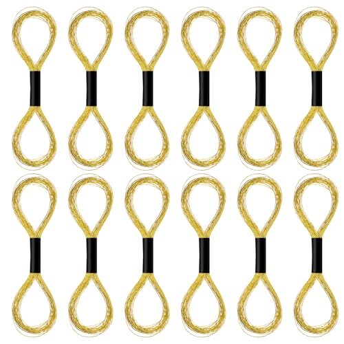 12 Skeins Metallic Embroidery Thread, Embroidery Floss Gold Thread