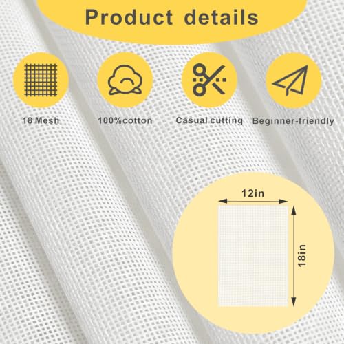4 Pack Needlepoint Canvas 18x12 Inch, 18 Mesh - color: White-12x18INCH
