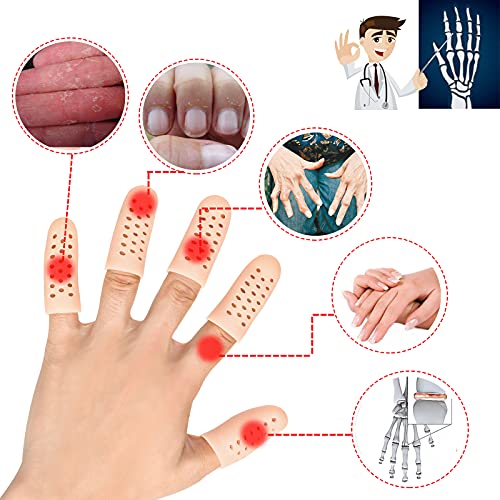 Pnrskter Gel Finger Cots, Finger Protector Support (14 PCS, Breathable) - color: Beige (Breathable)