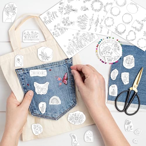 Water Soluble Embroidery Patterns, Stick and Stitch Paper for Sewing - style: boho 1306