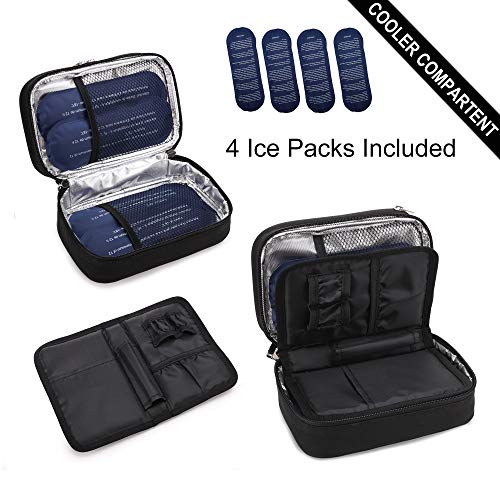 apollo walker Insulin Cooler Travel Case with Ice Packs and Insulation - color: Black, size: Medium