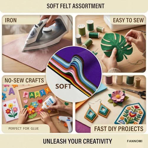 Soft Pink Felt Fabric Sheets for Crafts 8 x 12 Inch 20 Pcs 1.6mm Thick - color: Pink