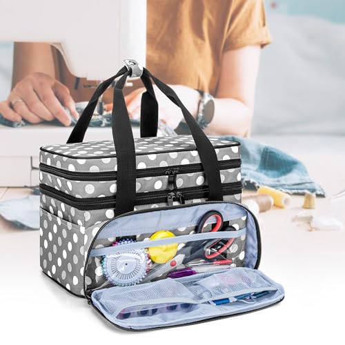 BAFASO Double Layer Sewing Accessories Organizer, Polka Dots - color: Polka Dots
