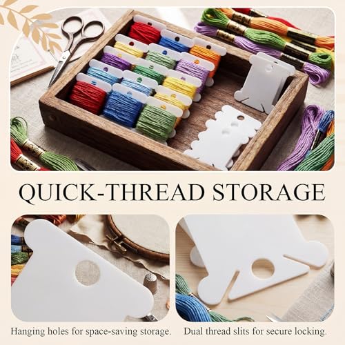 Tranqun 500 Pcs Plastic Embroidery Floss Bobbins, Thread Organizer,White - color: White