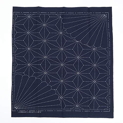 Sashiko kit, Yokota Sashiko Thread and Template Yume Fukin with Original English Manual, Fabric, Japanese Textile (White Thread/Navy Dishcloth 3) - color: White Thread / Navy Dishcloth 3