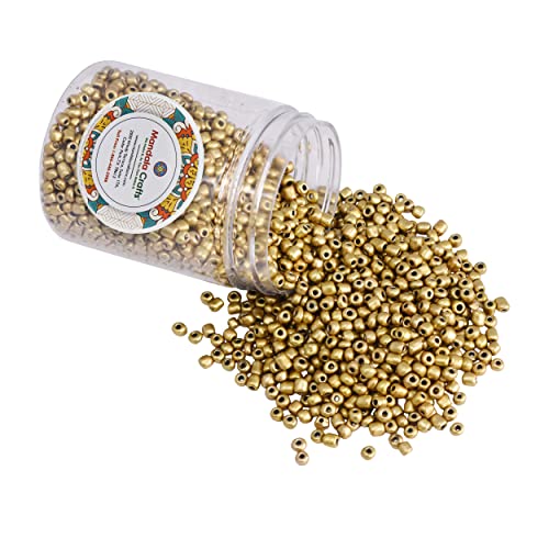 Mandala Crafts 2mm Metallic Gold Round 11/0 Glass Seed Beads for Beadwork - color: Metallic Gold, size: 11/0 or 2mm