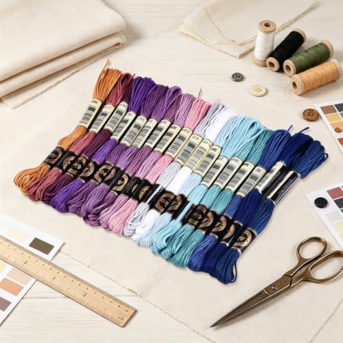 157.5 Yards Embroidery Floss Colorful Thread for Hand Sewing - color: Aurora Blue Purple Color