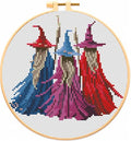 VIGEGU Witch Stamped Cross Stitch Kits for Adults Beginners with Hoop Frame - color: Witch Cross Stitch with Framed