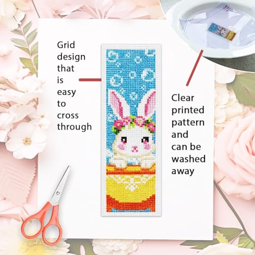 ORIGACH 6 Set Bathtime Animals Cross Stitch Bookmark Kit for Beginner - style: Bathtime Pet