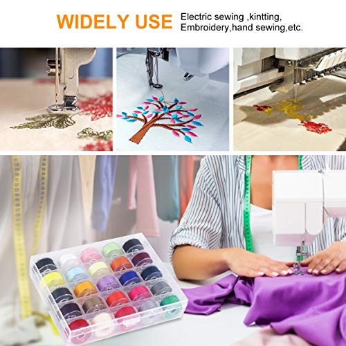 BHSKJSZ 25 PCS Bobbins and Sewing Thread with Case, Pre-Wound Bobbins Set for Hand and Machine Sewing Assorted Colors Perfect Tools for DIY