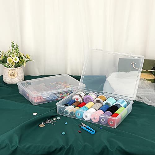BTSKY Clear Plastic Storage Box with Flap Lid,2 Pack Medium-10.8"x7.9"x2.1" - size: Medium-2 Pack